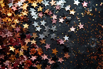 Elegant Golden Glittering Background for Festive Celebrations with Sparkling Stars and Shiny Decor