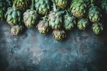 Artichokes Arranged on Dark Rustic Background for Gourmet Culinary Creativity