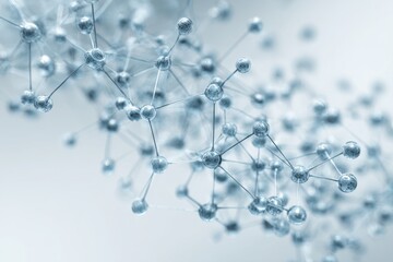 Abstract Molecular Network: Blue Spheres and Wire Connectors Illustrating Science and Tech Concept