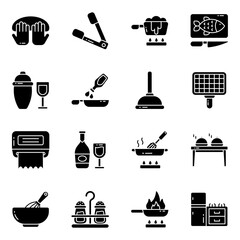 Set of Kitchen Accessories Solid Icons