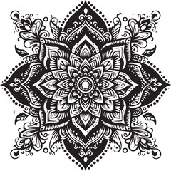 Black and White Mehndi Design Vector | Intricate Henna Art Illustration
