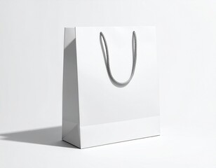 Blank white shopping bag mockup on light background