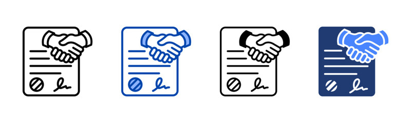 Contract icon set multiple style collection