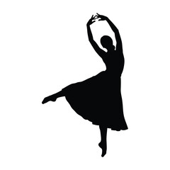 Elegant silhouette of a ballerina in a graceful pose on a plain background vector © MDSAEEM