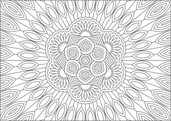 Full Page Audlt Coloring Page Mandala Black And White Abstract Zentagle Art Vector