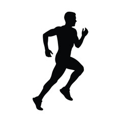 Dynamic silhouette of a man in full stride running athlete fitness sport vector