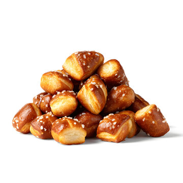 Pile Of Pretzel Bites On A White Background 