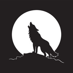 Obraz premium Howling Wolf Silhouette Graphic