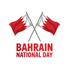 Bahrain National Day crossed flags emblem, patriotic celebration poster, cultural heritage pride, parade announcement graphic, clean vector