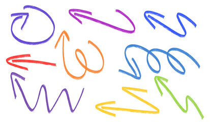 Colorful Hand-Drawn Arrow Doodles Set 