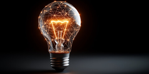 Disruptive innovation management strategies for creative enterprises digital workspace light bulb concept dark background