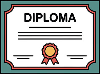 Diploma Document: Graduation Certificate with Official Seal for Academic Achievement