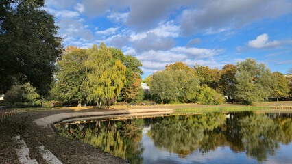 The Wilhelmsruh Lake in Berlin-Pankow in autumn 2025 after renaturation