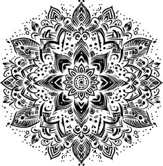 Black and White Mehndi Design Vector | Intricate Henna Art Illustration