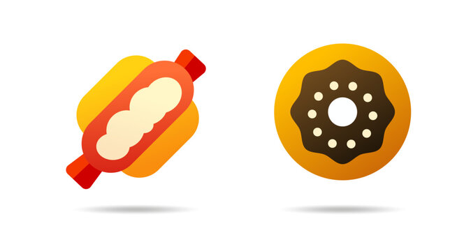 Vibrant vector illustration of a chocolate-glazed donut and colorful popsicle in a flat modern style. Great for bakery branding, dessert packaging, or food-themed sticker designs.