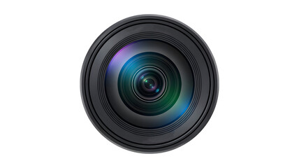 Professional modern camera lens with vibrant light flares, capturing detailed optical precision for creative photography and filmmaking projects