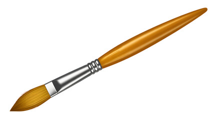 Fototapeta premium Professional art brush with golden handle and silver ferrule ready for creative projects and artistic expression