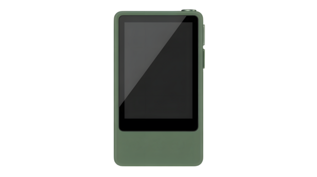 Sleek portable digital audio player in modern sage green, perfect for audiophiles seeking premium sound and compact design for on-the-go listening.