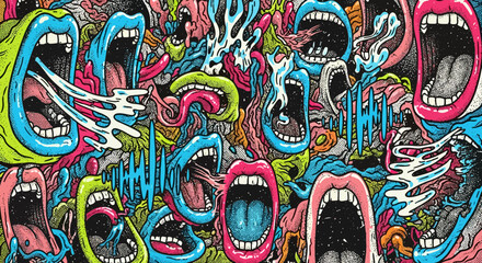 Vibrant and dynamic mouth illustration depicting expression and communication