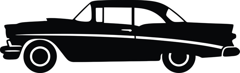 Vintage American Classic Car or Hot Rod Silhouette Vector Graphic for Automotive, Retro, and Transport Design