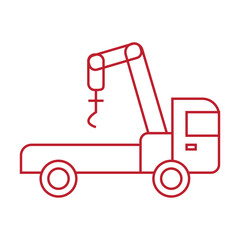 Construction Crane Truck Icon – Heavy Equipment, Industrial Vehicle, and Building Machinery Illustration