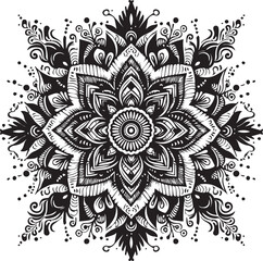 Black and White Mehndi Design Vector | Intricate Henna Art Illustration