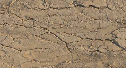 Cracked dry mud surface showing signs of drought and desiccation