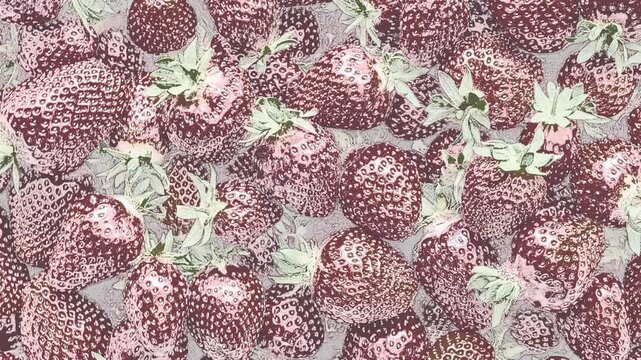 Bleistiftzeichnung von Erdbeeren wird zu echtem Bild