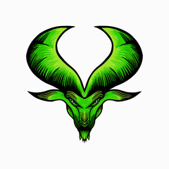 green angry goat illustration logo