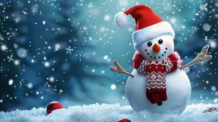 Warm & Cute High-Resolution Christmas Snowman Scarf Hat Christmas Background – Perfect for Christmas Greeting Cards, Home Decor Prints, Kids’ Craft Projects & Social Media Covers. Features an Adorable