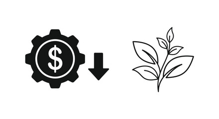 Financial investment transforming into sustainable growth illustrated with simple icons