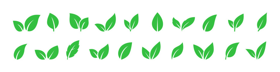Minimal Green Leaf Vector Icons Set for Eco and Organic Design