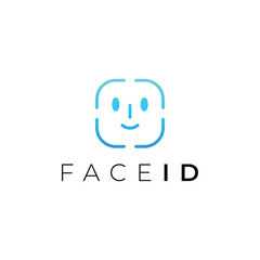 Modern vector icon of Face ID security with minimal design, representing technology, privacy, and digital protection. Perfect for app logo, interface, or identity design projects.