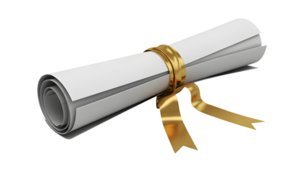 Elegant diploma scroll with gold ribbon, perfect for graduation, awards, achievements, and celebrating success in business or education.