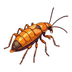Orange Cockroach Illustration with Transparent Background, 3D Realism Design Element