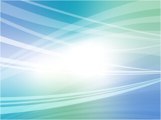 Light Blue and Green Wave Abstract Background with Bright Light