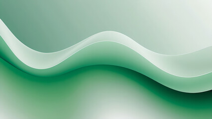 Serene and minimalist abstract wave of flowing green gradient on a light, clean backdrop