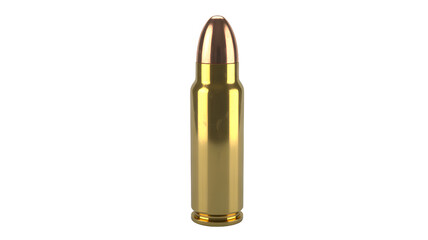 Shiny golden bullet, ammunition for firearm, represents power, danger, and precision, perfect for military, weaponry, and security content.