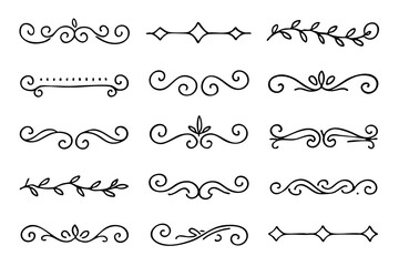 Obraz premium Retro ornamental icon line doodle set – decorative vintage vector illustration