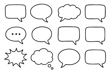 Speech bubbles. doodle icon set – chat and communication vector illustration