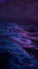 Fototapeta premium Surreal Celestial Ocean Phone Wallpaper for Lock Screens, Great for Astronomy Lovers, Fantasy-Themed Devices, or Festive New Year Celebrations