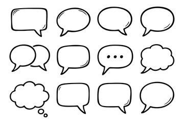 Fototapeta premium Speech bubbles. doodle icon set – chat and communication vector illustration