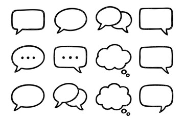 Fototapeta premium Speech bubbles. doodle icon set – chat and communication vector illustration