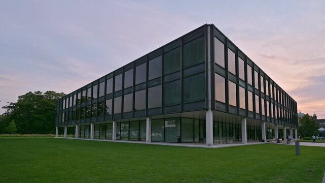 Plenum of the State Parliament (Landtag) in Stuttgart, Germany &ndash; Modern Architecture at Dusk
