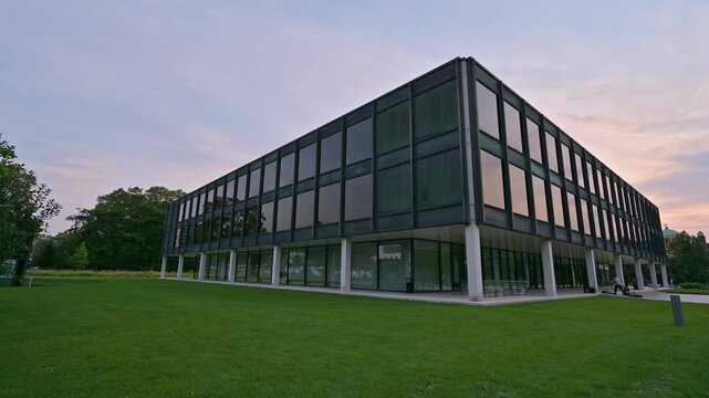 Plenum of the State Parliament (Landtag) in Stuttgart, Germany &ndash; Modern Architecture at Dusk