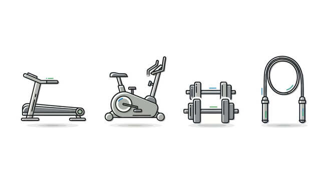 Collection of Hand-Drawn Fitness Equipment for Exercise. - Powered by Adobe