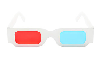 Fototapeta premium White 3d glasses with red and blue lenses isolated on transparent background