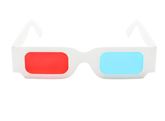 White 3d glasses with red and blue lenses isolated on transparent background