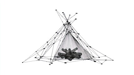 Abstract wireframe teepee