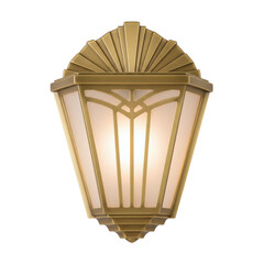 Art deco brass wall sconce light isolated
